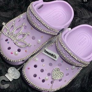 Customized babies princess purple crocs (handmade)